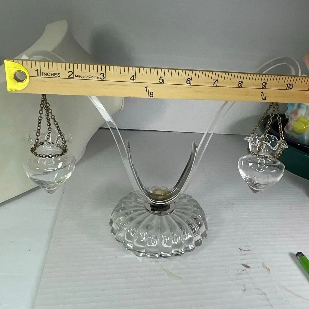 Antique apothecary pharmacy glass scale balances and hanger.